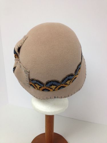 This is a back view of the felt cloche.  The felt came from Manny's Millinery in New York.