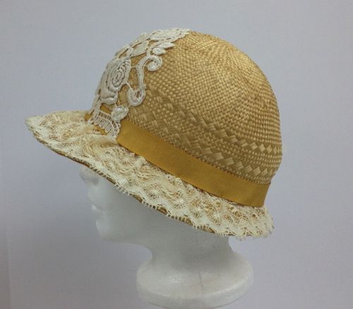 This cloche style hat was created in 2017 as a reproduction of an historical hat pictured below.