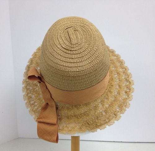 The rear view shows the straw lace well.  This is antique millinery straw lace from an online vintage store.