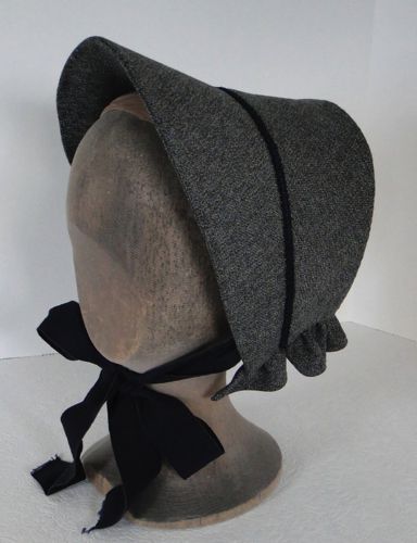 Designed by Carol Case, this tweedy wool covered bonnet was made for the character of Naomi in “Hell On Wheels" in 2014.