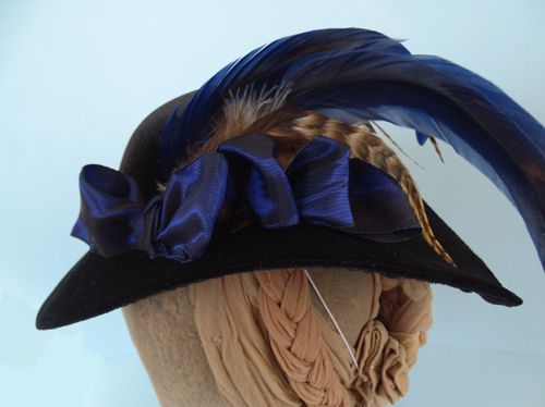 The black velvet hat was made for a private client in 2019.