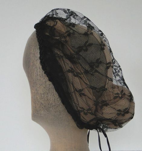 Black lace hair net in an1864 style made for “Hell On Wheels” TV series in 2014.