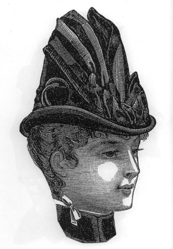 Here is the drawing from Harpers Bazar that influenced this felt hat.